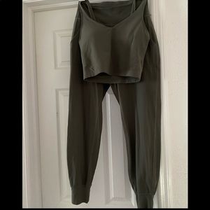 lululemon Align Tank Top +  Align High-Rise Jogger Set Grey Sage Green 6